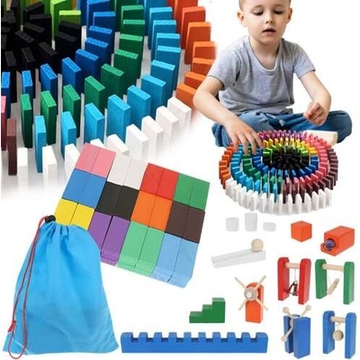 Kruzzel 22914 Drevené farebné domino sada 407 ks