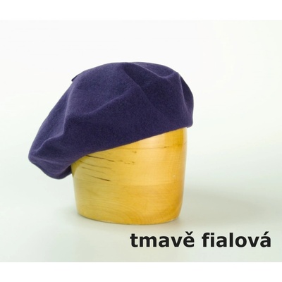vlněný baret jednobarevný 10 5´ tmavě fialová