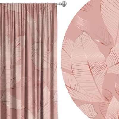 Soovi Home Zatemňovací záves Powder Leaf – jemný listový vzor v púdrovo ružovej Veľkosť: 140x230 na riasiaci pás