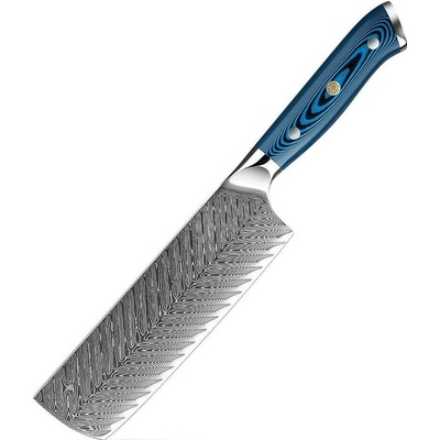 IZMAEL Damaškový kuchynský nôž Tukami Nakiri/Modrá 17.1 cm