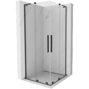 Mexen Velar L Duo плъзгаща се душ кабина 90 x 90 cm, прозрачна, четкано сиво - 871-090-090-02-03-66 (871-090-090-02-03-66)