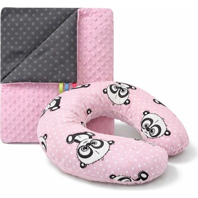 COSING Set Minky deka a nákrčník Pandy růžový