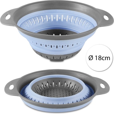 Kitchen&home 132291 Skladacie silikónové cedidlo, cedník kruh 18cm, modré