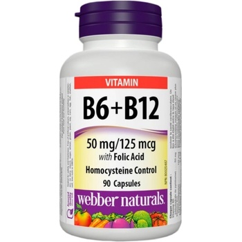 Image 1 of Webber Naturals Vitamin B6 + B12 with Folic Acid [120 капсули]