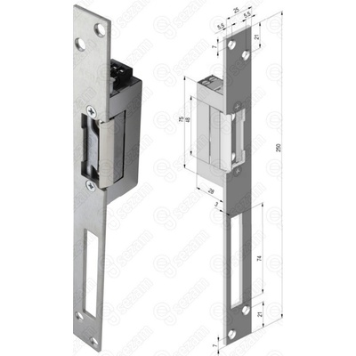 FAB PROFI 22411 - zadlabací elektrický otvírač se signalizací, 24 V AC/DC, pro dveře a branky BE22411