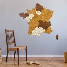 Nástěnná dřevěná mapa Francie 68 x 67 cm