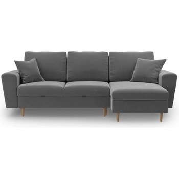 Cosmopolitan Design Светлосив кадифен разтегателен ъглов диван с място за съхранение Kyoto - Cosmopolitan Design (COS_COR_2_F2_KYOTO8)