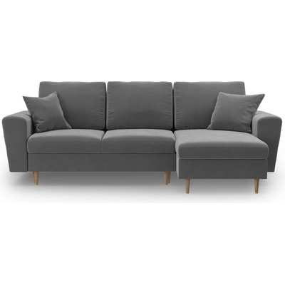 Cosmopolitan Design Светлосив кадифен разтегателен ъглов диван с място за съхранение Kyoto - Cosmopolitan Design (COS_COR_2_F2_KYOTO8)