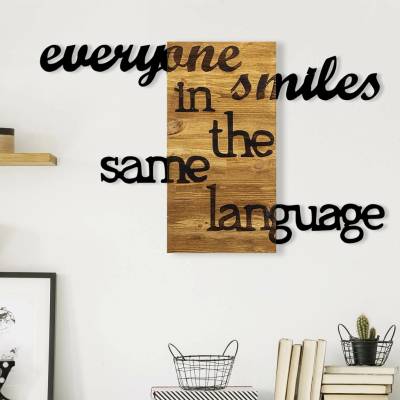 ASIR Nástěnná dekorace dřevo EVERYONE SMILE 95 x 58 cm