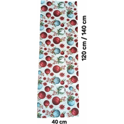 LKV Lomnice Textilní běhoun Vánoce červené vánoční ozdoby 40x120cm