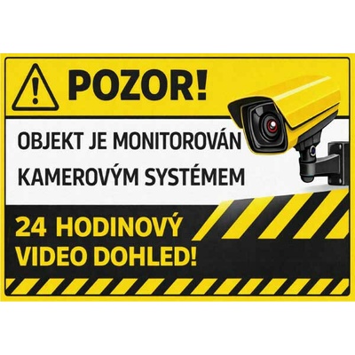 ⚠️ Cedule Objekt je monitorován kamerovým systémem – na šířku - A4 - 21x30 cm / Plast tl. 3 mm – Zboží Dáma