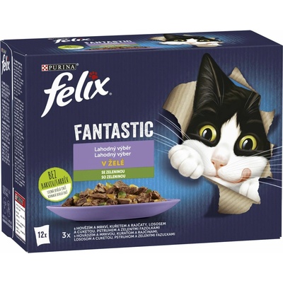 Felix Fantastic hovädzie, kuracie, losos, pstruh v želé 12 x 85 g