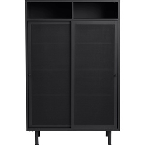 Unique Furniture Черно метално шкафче с плъзгащи се врати 90x140x40 cm Veep - Unique Furniture (50230001)