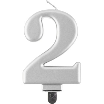 Image 1 of Godan Свещ за рожден ден 2 металик сребриста