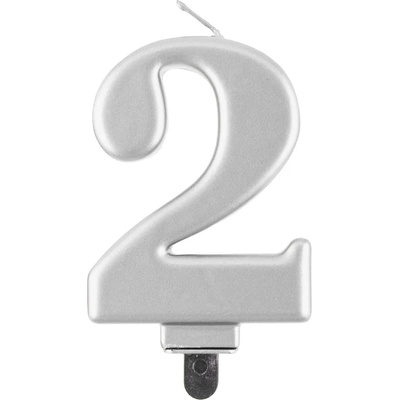 Godan Свещ за рожден ден 2 металик сребриста