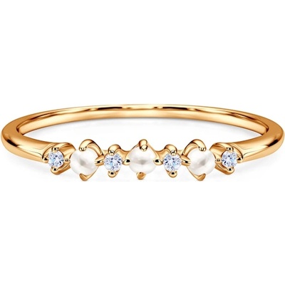 SAVICKI Пръстен Célamare: злато, перли, бели топази