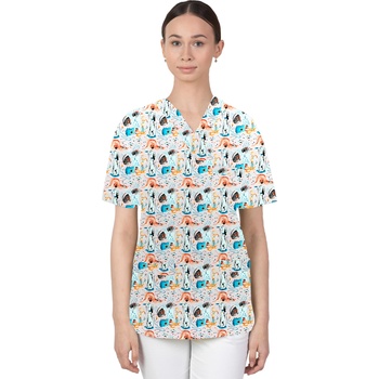 Image 1 of Martexd Цветна медицинска туника с принт кучета, розова (m-074gx-pd)