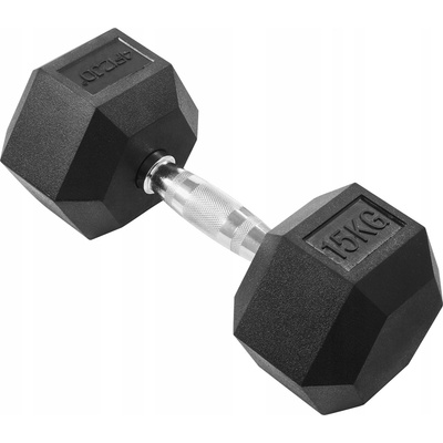 4FIZJO Potažené pogumované činky váhou 1 x 15 kg