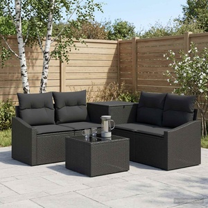 vidaXL Комплект дивани 6 бр. Черно 55 x 55 x 37 см Полиротан и стомана (3447283)
