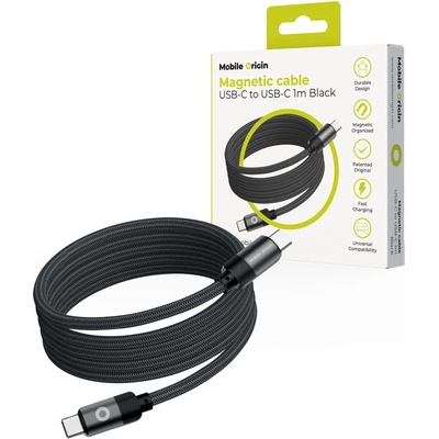 Mobile Origin Кабел Mobile Origin - Magnetic Original Cable, USB-C/USB-C, 1 m, черен (MC2-USBC-1M-BLK)
