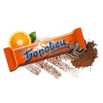 Боровец Вафла "Боровец" с портокалови корички 52 гр. (10бр. )