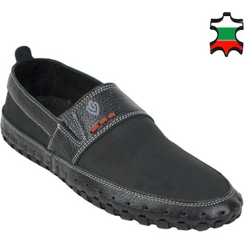 Image 1 of Български обувки Мъжки мокасини от естествен набук в черен цвят с ластик