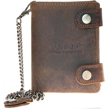 Wild Kožená peněženka s 45 cm dlouhým kovovým řetězem a karabinkou