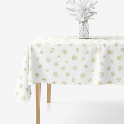Goldea vianočný hranatý teflónový obrus zlaté snehové vločky 80 x 80 cm