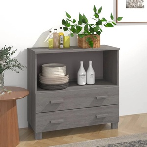 vidaXL Сайдборд HAMAR, светлосив, 85x35x80 см, борово дърво масив (340499)
