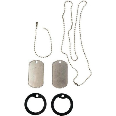ID známka US (Dog Tag) ORIGINAL - plechy + řetízky + gumičky stříbrná