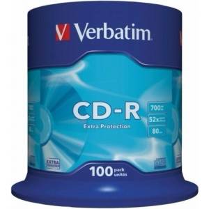 Verbatim 43411 CD-R 700MB/52x/extra protection записваема повърхност/презаписваем компактдиск 100бр. /опаковка (43411)