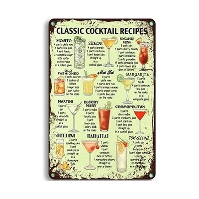 Ceduľa Classic Cocktail Recipes
