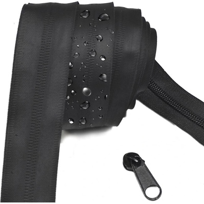 Voděodolný zip spirálový černý 5 mm, metráž