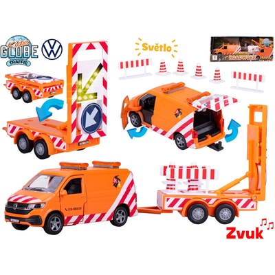 Kids Globe Traffic Volkswagen Transporter 27 cm kov zpětný chod s se světlem a zvukem