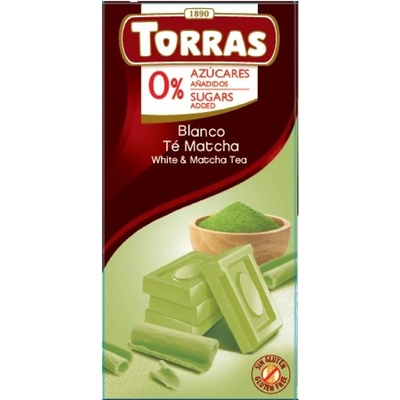 Torras bez cukru bílá s matcha 75 g