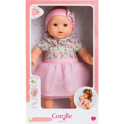 Corolle Mon Adorable Grand Poupon Blossom Garden s modrými klipkajúcimi očami špúliace ústočká so sukničkou 36 cm