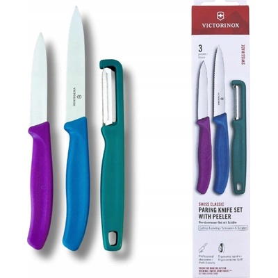 Sada nožů na zeleninu Victorinox Swiss Classic 3 ks Zelená/fialová/modrá