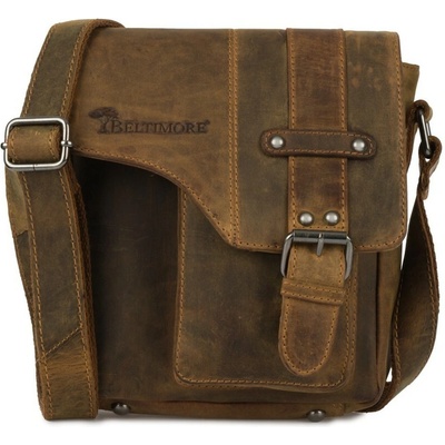 Beltimore Pánska kožená crossbody taška vintage Hnedá