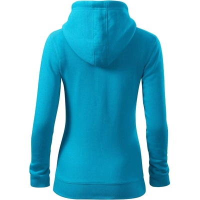Mikina dámska trendy zipper s kapucňou svetlý tyrkys