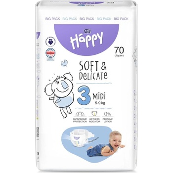 Bella Happy Soft & Delicate BigPack 3 5-9 kg 70 ks