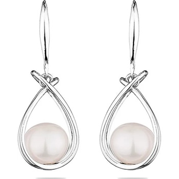 Image 1 of Swan Сребърни обици със сладководни бели перли SE0474 Swan