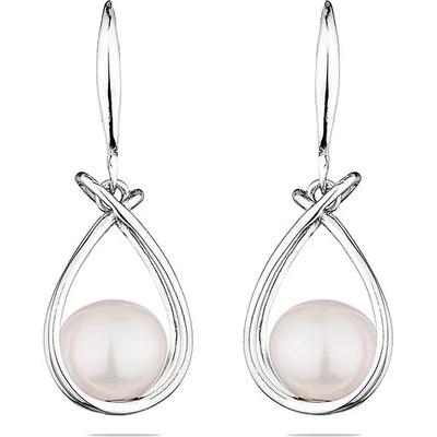 Swan Сребърни обици със сладководни бели перли SE0474 Swan