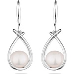 Swan Сребърни обици със сладководни бели перли SE0474 Swan