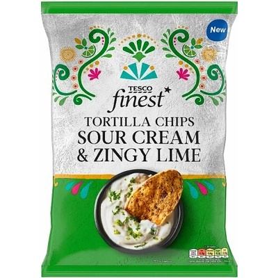 Tesco Finest Kukuričné lupienky s príchuťou kyslej smotany a limetky 150 g