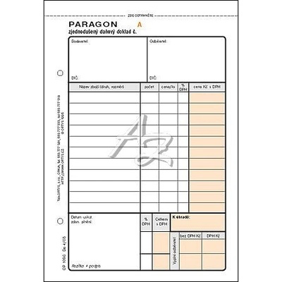 Optys 1096 Paragon zjednodušený daňový doklad A6 samopropisovací číslovaný 3 x 25 listů