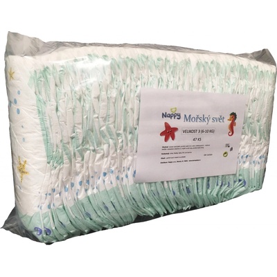 NAPPY Mořský svět Midi 6-10 kg 47 ks