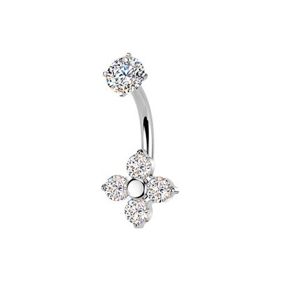 Šperky4U Ocelový piercing do pupíku kytička BS1067