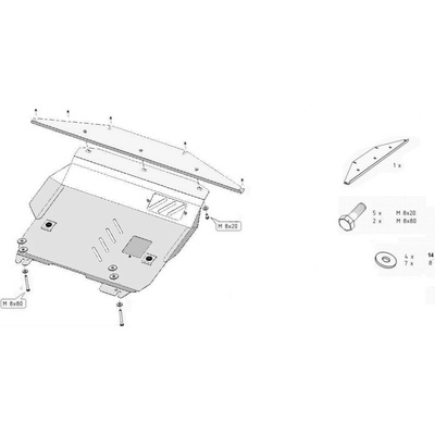 Kryt pod motor FIAT PANDA Van (169_) Not suitable for Panda 4x4 and diesel - Plech - 8595698040015