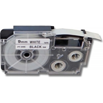 Pro Casio Casio R5WE (XR-9HSWE), 9mm x 2m, черен печат / бял фон, свивам, съвместима лента (R5WE)