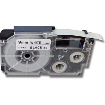 Compatible Casio R5WE (XR-9HSWE), 9mm x 2m, черен печат / бял фон, свивам, съвместима лента (R5WE)